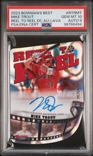 2023 Bowman’s Best Reel To Reel Mike Trout Lava On Card Auto /50 PSA 10