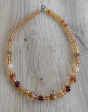 Kette, bernsteinfarbene Glassteine, Länge 50 cm 