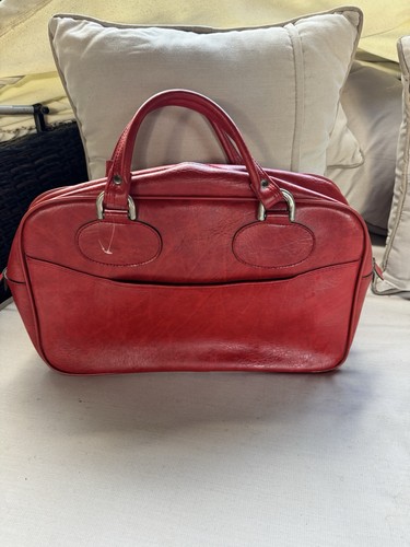 Vintage reisetasche leder rot - reisetasche,