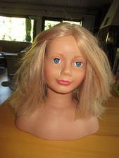 Götz Schminkkopf mit blonden Haaren, blauen Augen - 28 cm hoher Frisierkopf