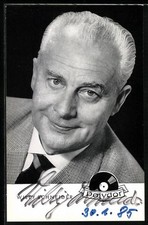 Musiker Willy Schneider im Anzug mit Krawatte, Autograph, Ansichtskarte 