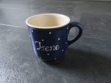 Becher mit Namen / Irene / blau-weiß / Keramik