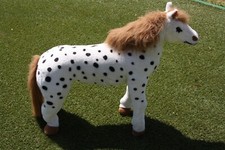 Plüschtier Stehend Pferd Schwarz Punkte Weiß XXL mit Sattel * Kleiner Onkel *