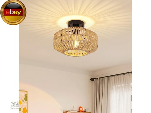 Vintage rattan lampe - vintage,