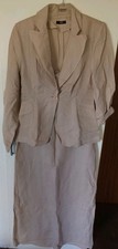 Leinenkombi von Zero  Gr.38 in beige Maxi Kleid mit Eingearbeiteten Unterrock