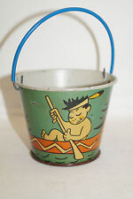 Vintage kleiner alter Spielzeug Eimer Blech Sandkasten Indianer Boot Comic