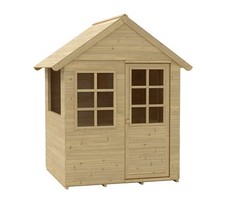 Holz Spielhaus Holla Kinderspielhaus Natur 121x92x140 cm mit Fenstern ZWERKULES