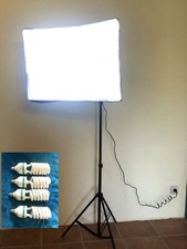 Studioleuchte 4er + Leuchtmittel Softbox Ständer 1x Lampenfassung leicht defekt