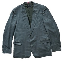 WINDSOR Herren Sakko Gr. 54 grau-blau kariert  Wolle + Kaschmir + Seide