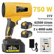 62500RPM Laubbläser Tragbarer Turbo Gebläse Stark Elektrische Staubgebläse 4.0Ah