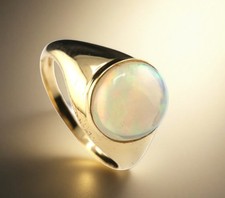 GJ69 * OVALER AFRIKA OPAL 10x8mm EDELSTEIN RING (17/54)  *FEUER*   925er SILBER/