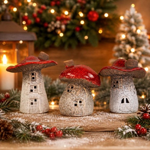 Weihnachtsdeko pilzhäuser - weihnachtsdeko,
