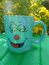 Kaffee Tasse mit Gesicht Blau Kaffeepott Teepott Henkeltasse Safttasse #T