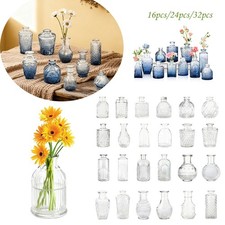 Kleine Vase Set für Tischdeko Mini Glasvase Blumenvase mit Reliefdesign