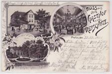 10792 Ak Lithographie Gruß aus dem Gasthof zum Freischütz Pratau1901