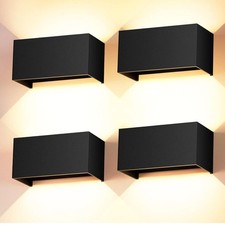 4 Stück 24W LED Wandleuchten Innen/Außen Schwarz Wandlampe Auf und ab