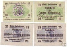 4 Banknoten Notgeld Stadt