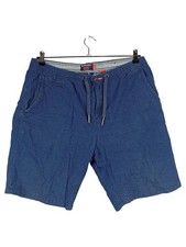 Superdry Herren Cargo Shorts Blau Strukturmuster Baumwolle Gr. W36 XL