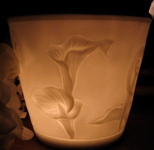 Porzellan Windlicht Calla Blüten Blumen Lithophanie Votiv Halter Afrika Flower