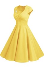 Kleid gelb, 50er, Rockabilly, Petticoat, Sommer, Party, Kostüm, Baumwolle, XXL