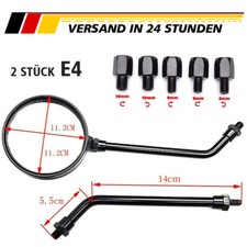 1 Paar Rund Motorradspiegel Spiegel Rückspiegel Lenkerspiegel M10 + M8 E-geprüft