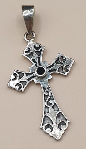 Vintage onyx kreuz anhänger - vintage,