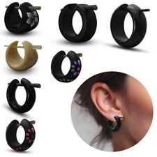 Holz Ohrringe Mini Creolen mit Hornstift Ohrstecker Naturholz Schmuck rund Boho