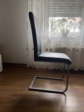 Esszimmer Stühle, Leder, Schwarz, 5er Set