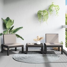 Garten Lounge Set mit Kissen Gartenmöbel Sitzgruppe Gartengarnitur antrazit