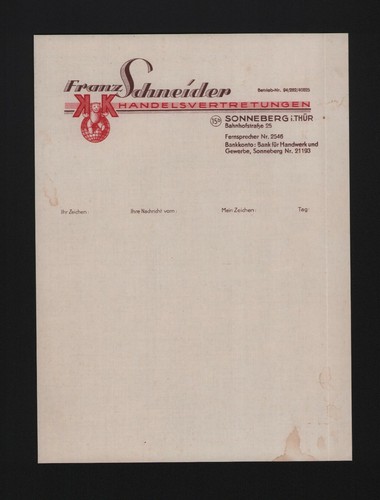 Sonneberg briefbogen 1925 - briefbogen,
