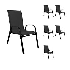 6 Stk. XL Stapelstuhl Stapelsessel Metall schwarz Textilen Farbe schwarz