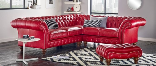 Ecksofa ledersofa rot polster - rot,