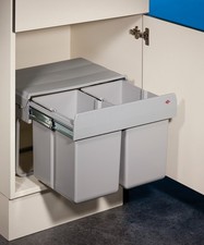 WESCO® Abfallsammler Double Shorty 1 für Drehtüren alu grau 2 x 15 Liter