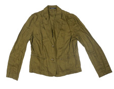 PASSPORT Blazer-Bluse Damen 42 Braun 100 % Leinen Langarm Hemd Sommer