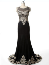 Schwarz Stickerei Mode Frauen