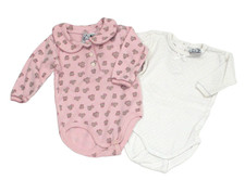 H&M 2x Baby- Body Langarmbody Kragenbody Gr. 68 rosa Teddy cremeweiß Struktur