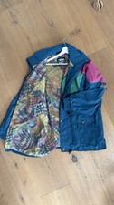 Skijacke Retro Hip Vintage Alt 80s Blau Rosa Grün Unisex Lang L/XL Gebraucht