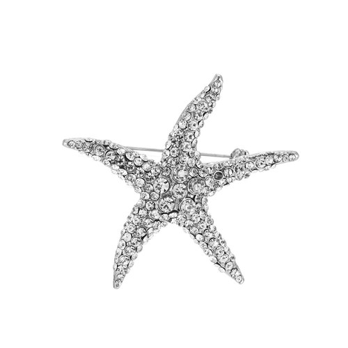 Seestern brosche silber strass - brosche,