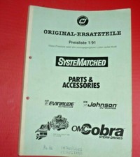 Outboard Marine  Preisliste 1991  Evinrude Johnson Omc Cobra SACHS RIEDL
