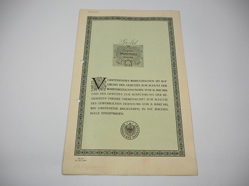 Patent urkunde macholl - patent, cognac