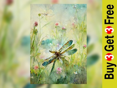Libelle wiese aquarell druck - libelle,