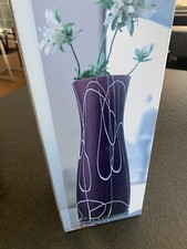 Vase Herstal Glas Lila mit Weiß 
