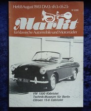 Oldtimer Markt 8.1983  VW 1500 Cabrio, Cabriolet, Citroen 15-6 Cabrio, Maico Ges