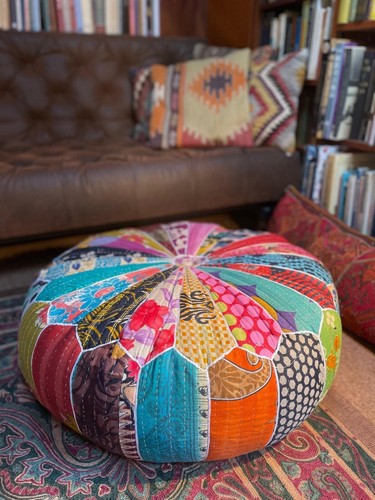 Großer pouffe rund mehrfarbig - pouffe,