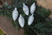 5er Set Tannenzapfen Lauscha mundgeblasen alter Christbaumschmuck 50er Jahre