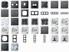 Merten Anthrazit Steckdosen, Schalter, UP-Einsätze, Rahmen M-PLAN, M-PURE