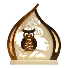 Led owl lamp wood handmade - owl,
