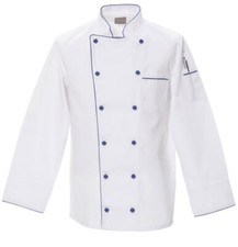 Kochjacke weiß - Raspel blau Kochkleidung Arbeitskleidung Gastronomie Küche