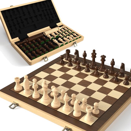 Holz schach dame set 38cm - schach,