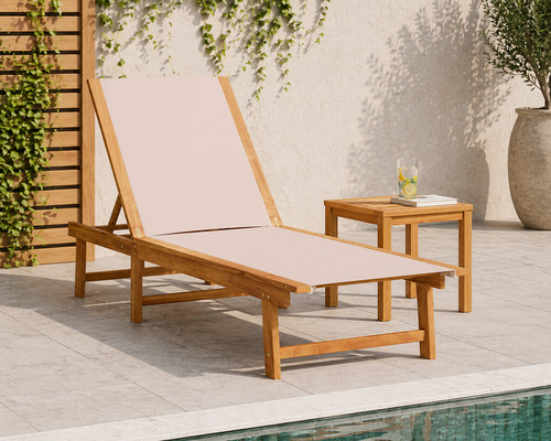 Sonnenliege mit tisch holz - mit,